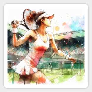 Artistic illustration of a woman playing tennis Magnet